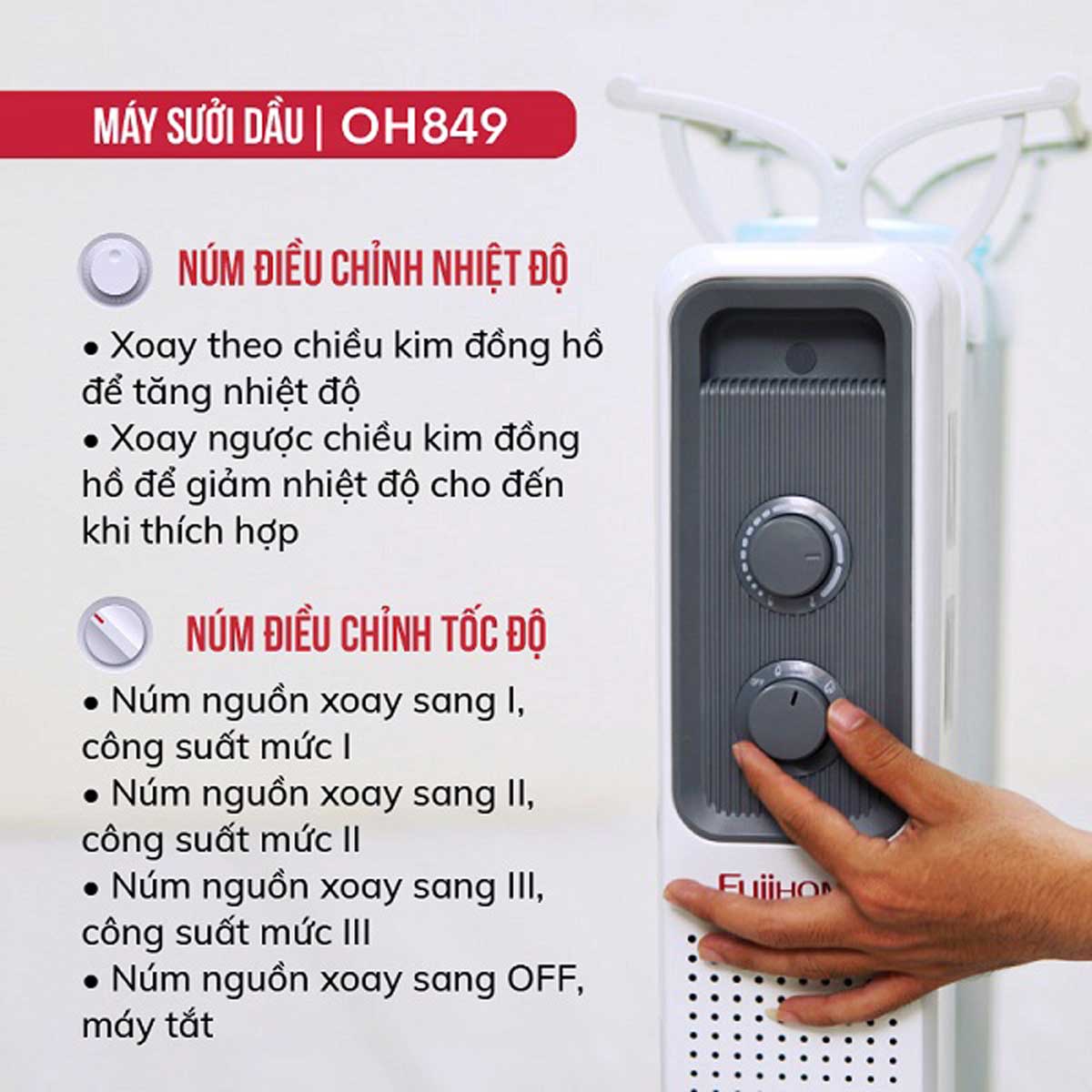 Máy sưởi dầu FUJIHOME OH849 /OH8411 /OH8613 /OH8615