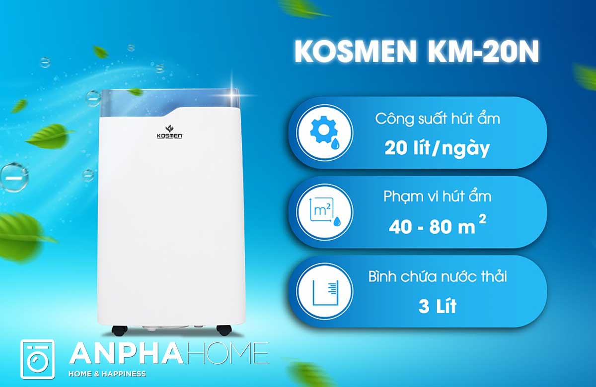 Ưu điểm nổi bật của Máy hút ẩm dân dụng Kosmen KM - 20N