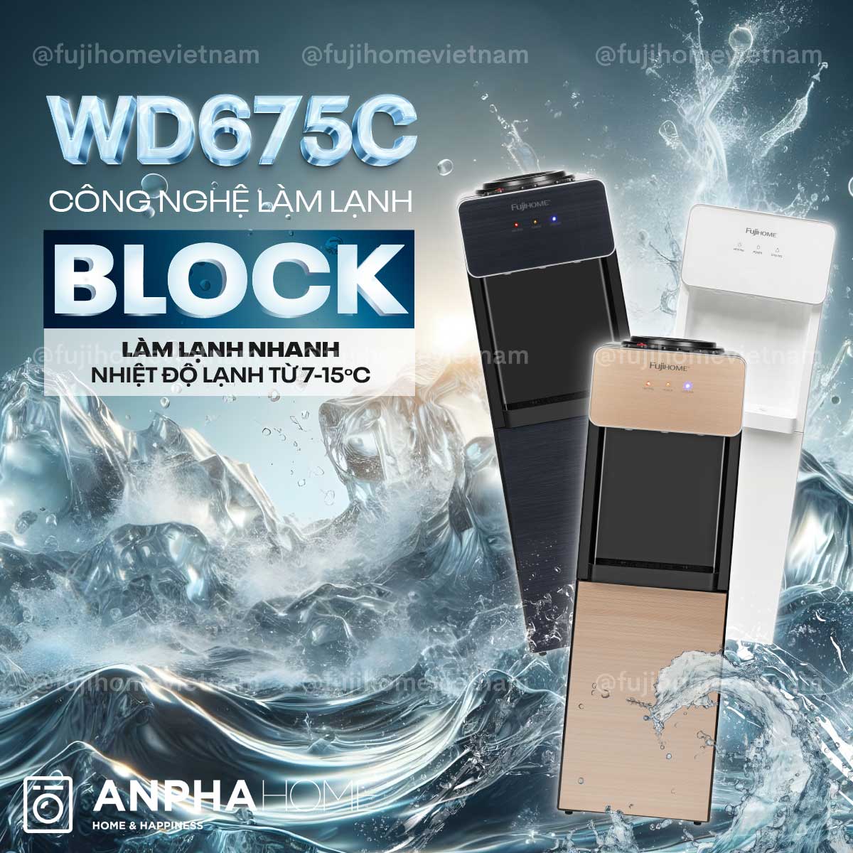 Cây nước nóng lạnh Fujihome WD675C - W/Y/B